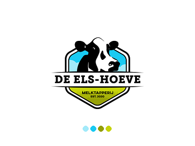 Logo for a dairy farm blue logo branding clean cow dairy farm design farm farmer farming flat green logo identity illustration illustrator logo logotype minimal