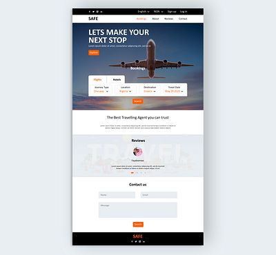 Travel agency landing page travel website design