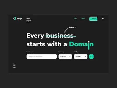 Domain Name Search Website adobe xd after effects cinema4d dark dashboard domain domain name homepage interface minimal motion motion design motion graphics navigation ui uiux ux webdesign website