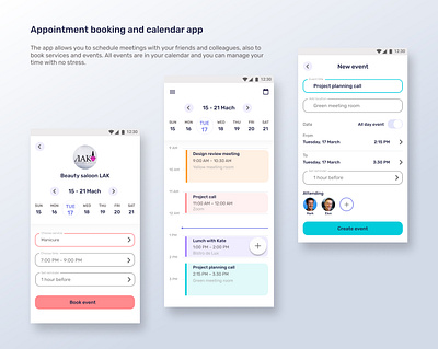 Appointment booking and calendar app app design mobile app mobile design ui ux