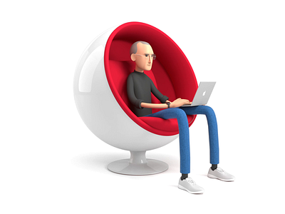 Steve Jobs in Ball Chair | Lepshey 3d 3d animation 3d ilustration animation ball chair design motion design steve jobs