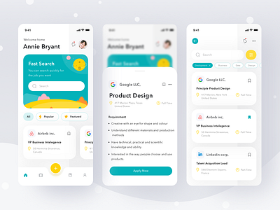 Job Finder app card clean debut finder ios job location login mobile profile task ui work