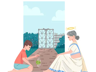 grandmother character childhood grandmother illustraion memories