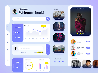 Social Dashboard UI design flatdesign influencer interface interface design interfaces minimal profile social social network stats typography ui ux