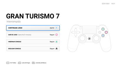 PS4 Power Off Menu Exploration arquitetura de informação information architecture interação interface playstation rascunho ui ux wireframe