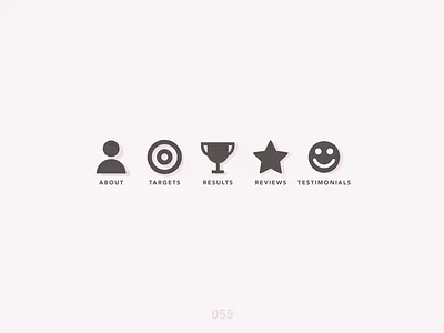 DailyUI #055 Icon Set 055 about challenge clean dailyui dailyui 055 dailyui055 dailyuichallenge icon set icons iconset jrdickie minimal practice results reviews sketchapp targets testimonials trophy