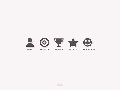 DailyUI #055 Icon Set 055 about challenge clean dailyui dailyui 055 dailyui055 dailyuichallenge icon set icons iconset jrdickie minimal practice results reviews sketchapp targets testimonials trophy