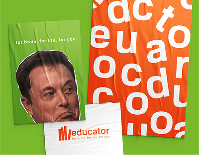 Educator Branding books brand design brand identity branding design education elon musk fun green identity kids logo logotype mask orange poster study