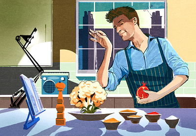 Greg James alex green cooking digital editorial folioart food home illustration portrait