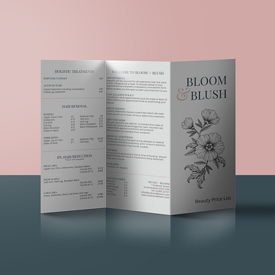 Bloom & Blush brand design branding design graphic design logo logo design price list price list design print print design