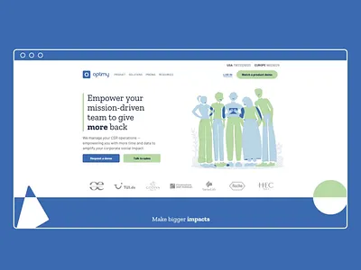 Optimy's Landing Page adobe photoshop community csr graphic design illustration landing page presentation rebranding saas social responsibility typography volunteering web design