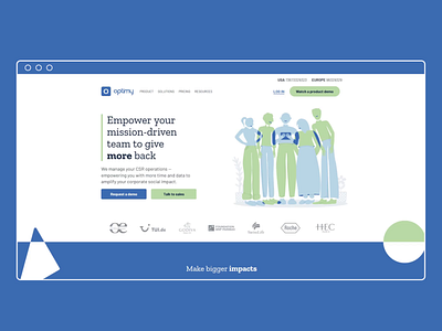 Optimy's Landing Page adobe photoshop community csr graphic design illustration landing page presentation rebranding saas social responsibility typography volunteering web design