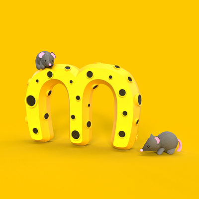 M for Mouse 3d 3d art adobe adobedimension alphabet cheese design dimension illustration mouse