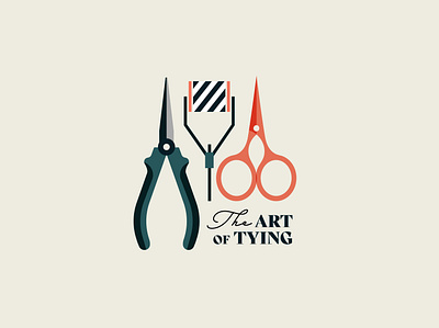 The Art of Tying art brand brand design branding clean creative design elegant fishing flat font illustration logo nature outdoors pliers print scissors tools vector