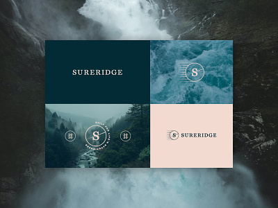 Sureridge Brand Identity adventure badge brand design brand identity branding branding design climbing crest emblem hiking logo logo design outdoor clothing pos poster poster design snowboarding surfing