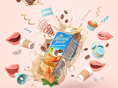 Almond Breeze 3d advertising coffee digital folioart food illustration jvg product
