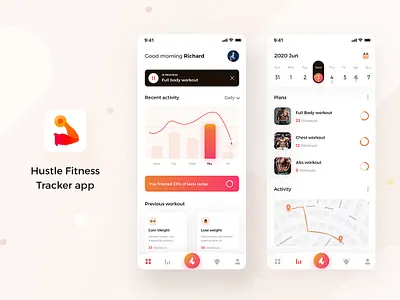 Hustle - fitness tracker app adobexd android branding dailyui design design a day fitness app fitness tracker illustrator ios logo photoshop ui ux xd