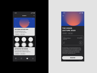 University App. Events app design typography ui ux
