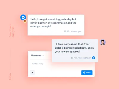 Inbox - Sentiment analysis artificial intelligence chat contacts conversation customer support customers messagebird messages product design ui ux web design