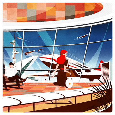 Retro Airport architecture futurism illustration illustrator minimalist retro texture vector