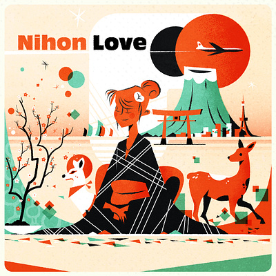 Nihon Love city design futurism illustration japan minimalist retro texture vector