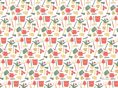 Pattern design with gardening tools theme illustration pattern pattern a day pattern art pattern design patterns print design surface design surface pattern textile pattern