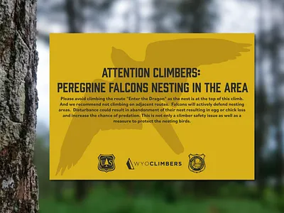 Falcon Nesting Warning falcon print design signage warning