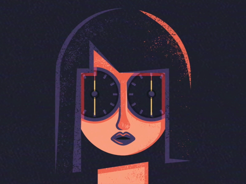 Clock Face clock face gif girl illustration loop surreal surrealism woman