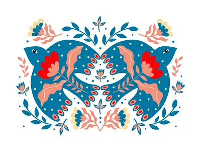 Folk flowers and birds art birds branding design flowers folk folkart folkbirds folkflowers folklore folklorist illustraion illustration art vector art vector illustration