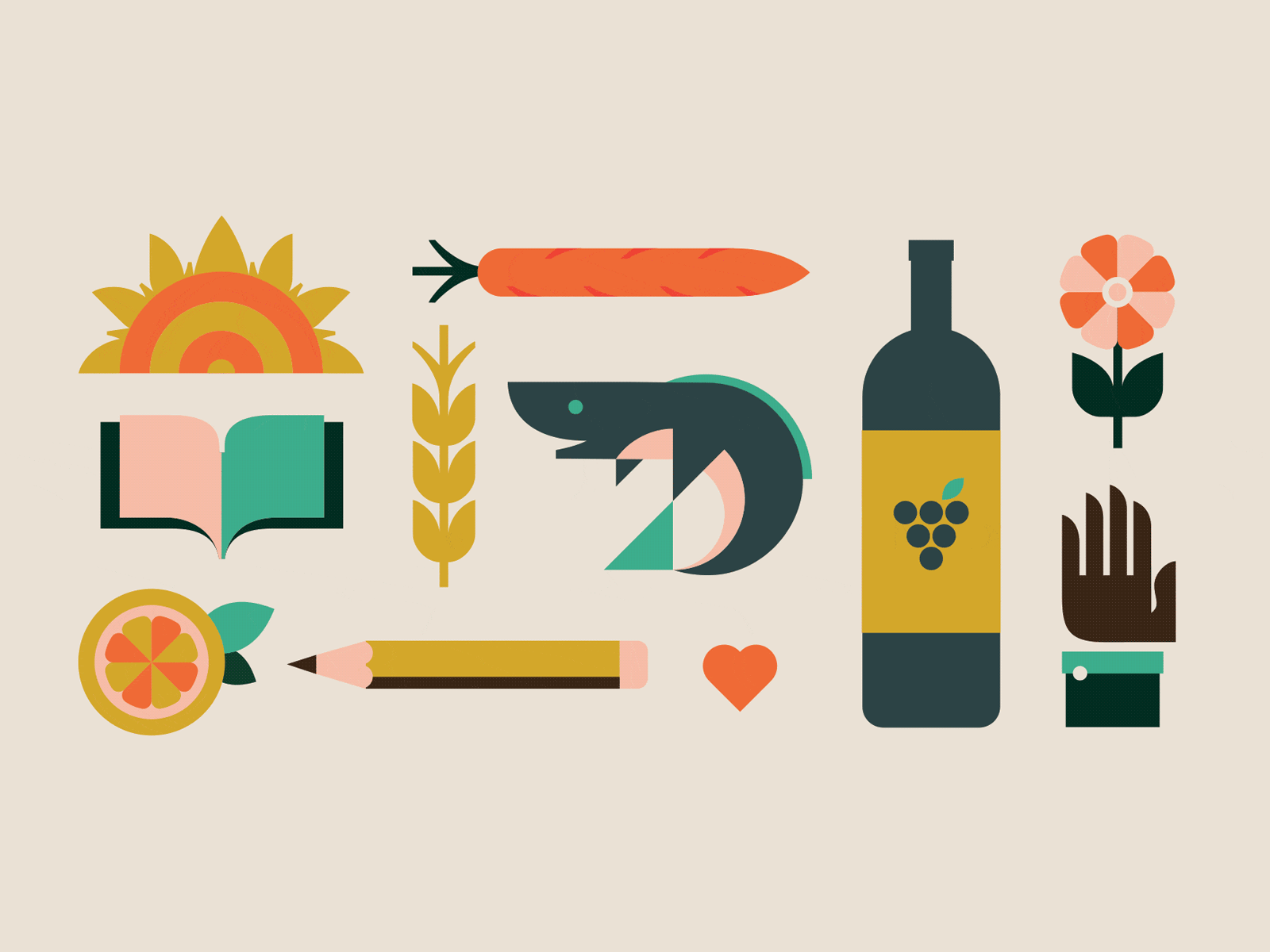 Kind Habits Brand Illustrations brand design branding bright colorful education flower food illustration fun illustration illustrations outdoors sun
