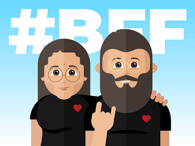 Best Friends Forever bff caricature couple design digital art flat friendship illustration love soulmates vector vectorart