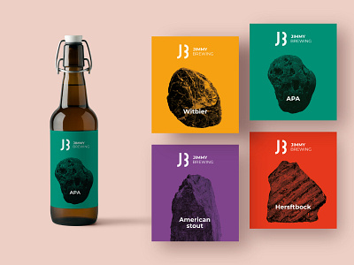 Jimmy Brewing Branding apa bottle bottle label bottles brand branding craft craft beer craftbeer label logo logodesign print design purple stones