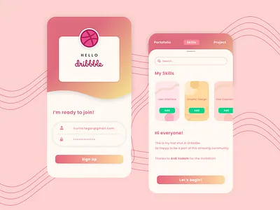 Hi Dribbble! app debut design firstshot hello hello dribble ui uidesign uiux