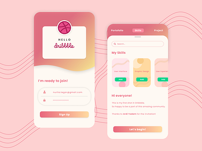 Hi Dribbble! app debut design firstshot hello hello dribble ui uidesign uiux