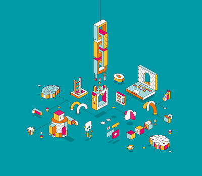 Magazine Cover. branding creative studio design editorial illustration isometric vector