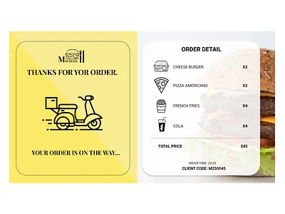 Mburger order receipt adobe xd