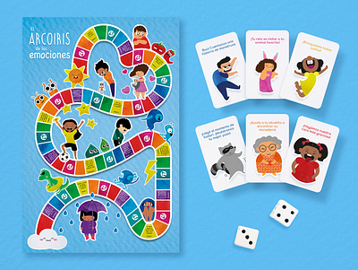 Board game - Emotions Rainbow blue board board game character character design characters childrens illustration colorful drawing handmade iguana illustration kids kids illustration monsters person rainbow rainbows robots watercolor