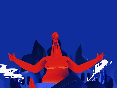 monk 2d 2d character adobe illustrator background cartoon cartoon character character design colors dribbble dribblers gradient illustration meditation monk skull smoke spiritual vector