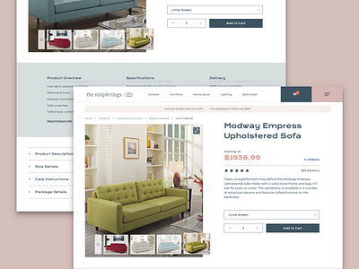 Furniture Product Page app clean concept design ecommerce flat minimal typography ui web