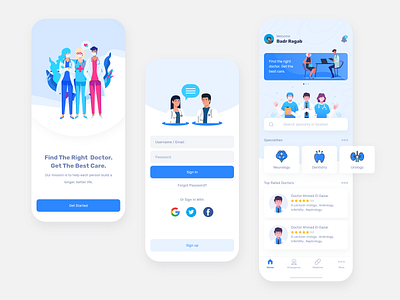 Find a doctor app design app clean design doctor doctors flat health health app healthcare icon icons mobile ui