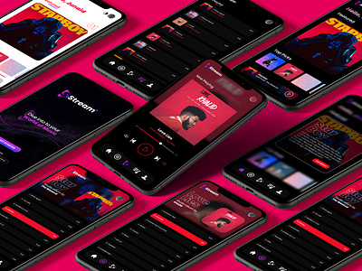 Stream- Music Streaming App Concept app branding design illustration minimal ui ux vector