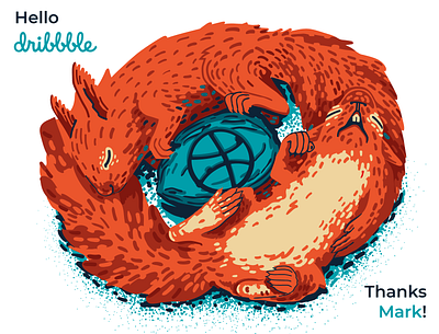 Squrrels say welcome Dribbble hello dribble hellodribbble illustration mjd squirrel squirrels welcome shot