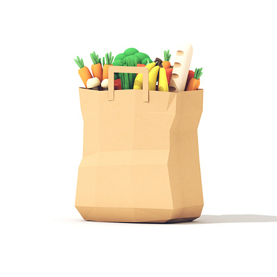 Random Items (Scrapped Project) 3d 3d illustration bag c4d faucet groceries illustration items life jacket paper bag random render water