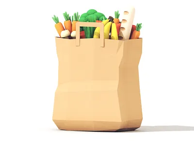 Random Items (Scrapped Project) 3d 3d illustration bag c4d faucet groceries illustration items life jacket paper bag random render water