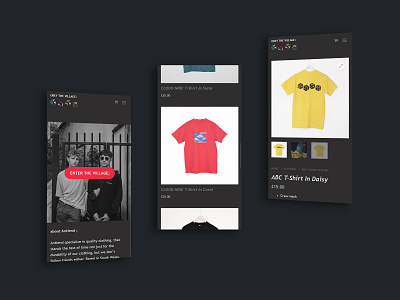Antiend online store, user interface clothing brand mobile first t shirt ui user interface