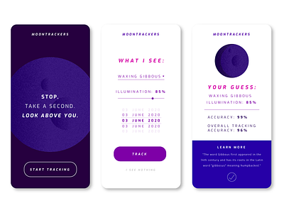 Moontrackers app illustration moon sky track ui