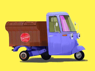 Little Cars. Piaggio Ape 2d 2d art art artwork cars colors digitalart illustration vintage