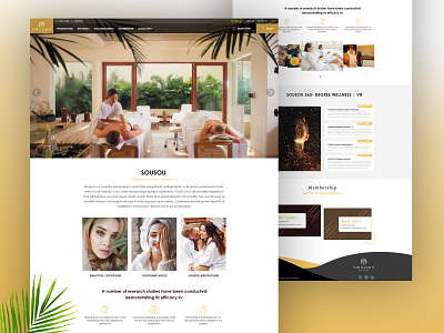 AMOOMA SPA - Landing Page clean creative design flat illustration interface landing landing page massage spa typography ui ui design ux web web design webdesign website website design yellow