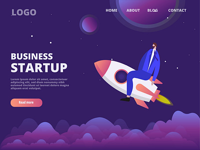 Business startup illustration landing page branding business caracter flat illustration landing page logo space ui ux web