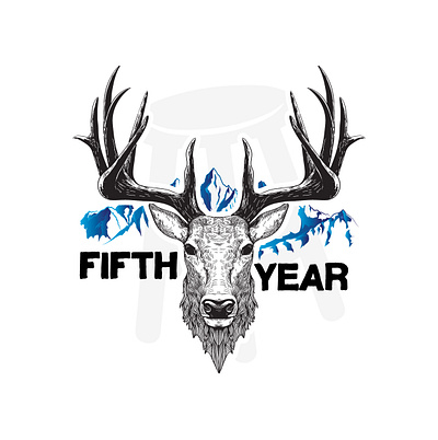 5th Year antlers bartstool blue branding deer design flat illustration minimal mountain sports sports logo stencil website